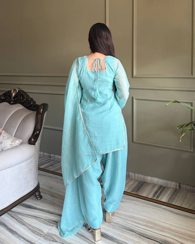 Sophisticated Crunchy Silk Farshi Suit for Women