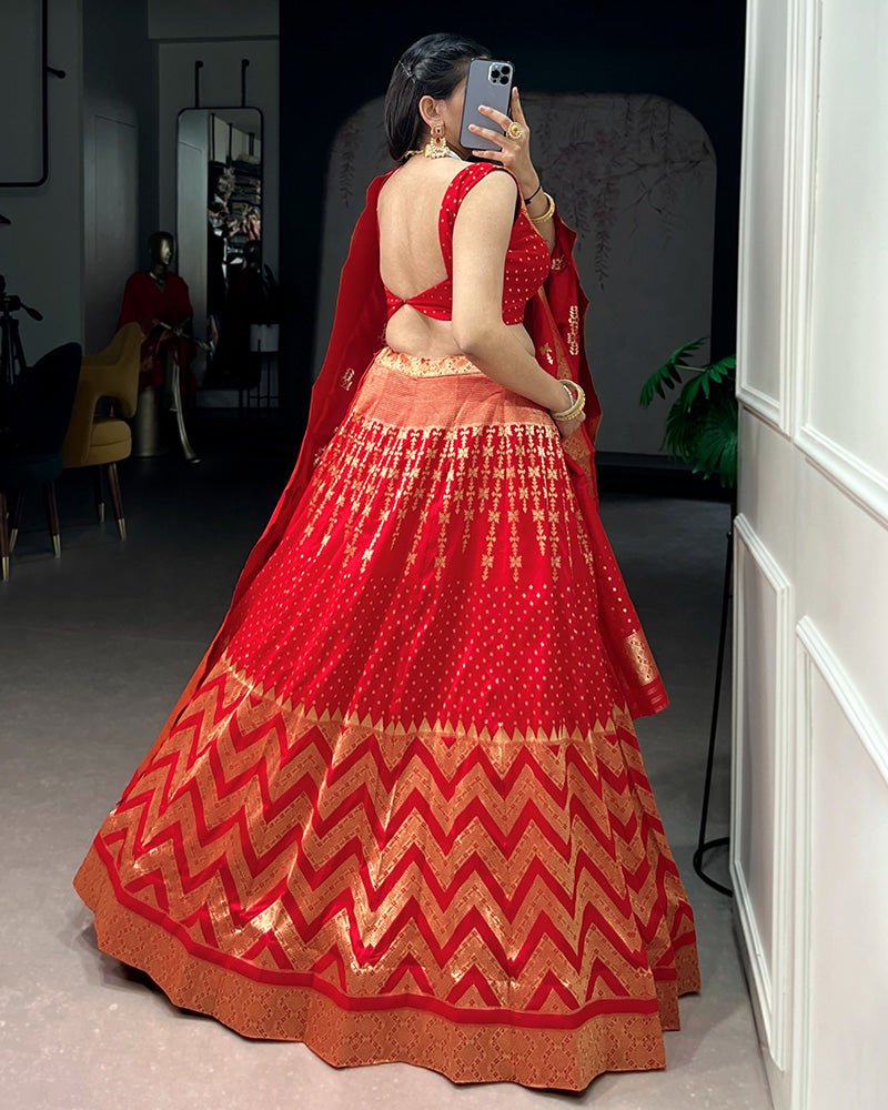 Banarasi Silk Zari Weaving Worked Designer Lehenga Choli - Zimonza