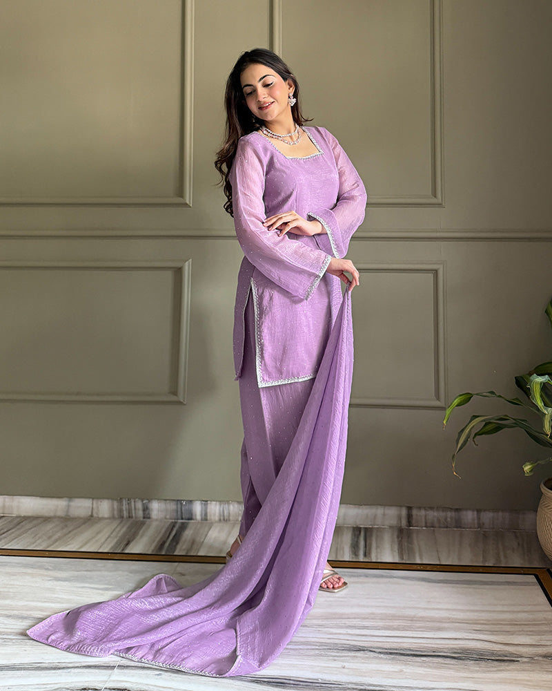 Sophisticated Crunchy Silk Farshi Suit for Women