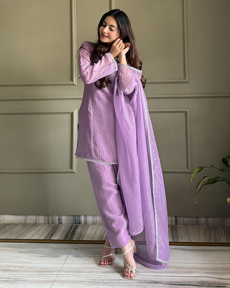 Sophisticated Crunchy Silk Farshi Suit for Women