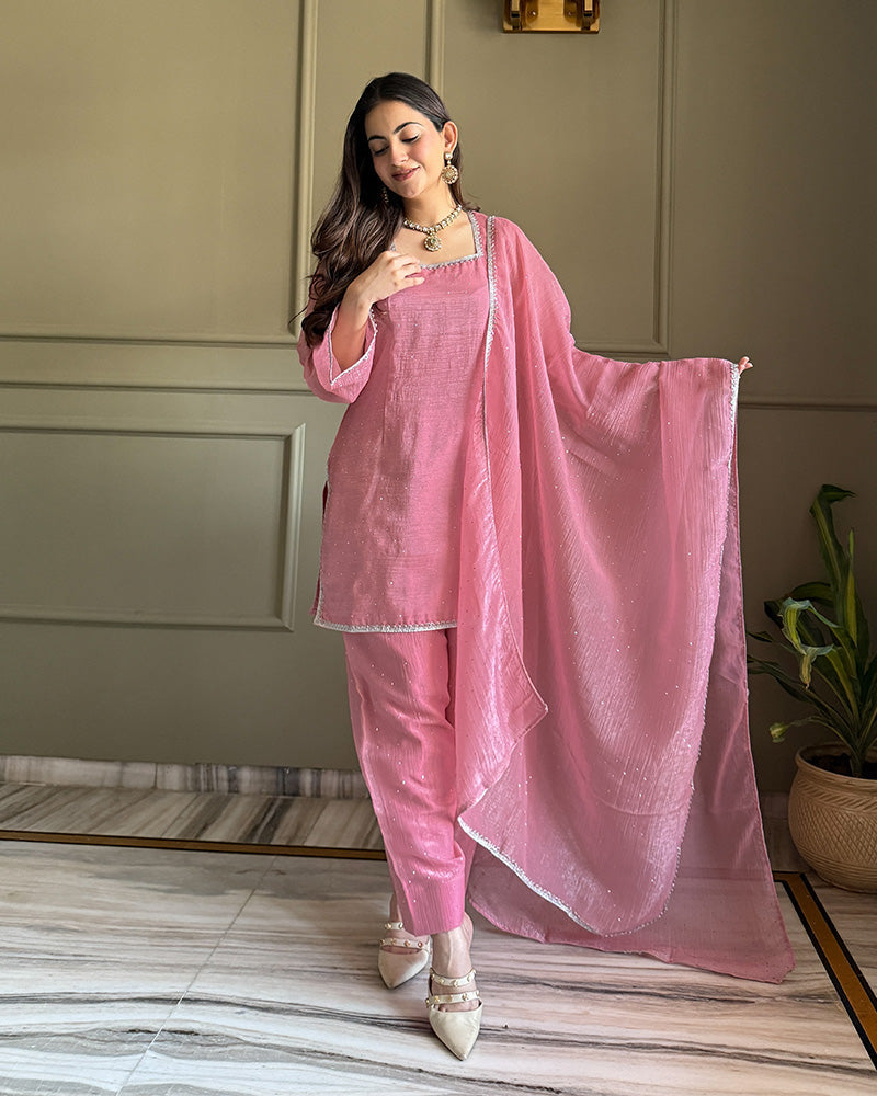 Sophisticated Crunchy Silk Farshi Suit for Women