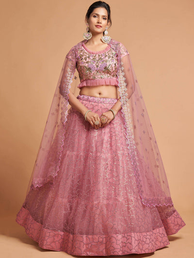 Net lehenga choli with dori thread embroidery and sequins work for wedding and engagement