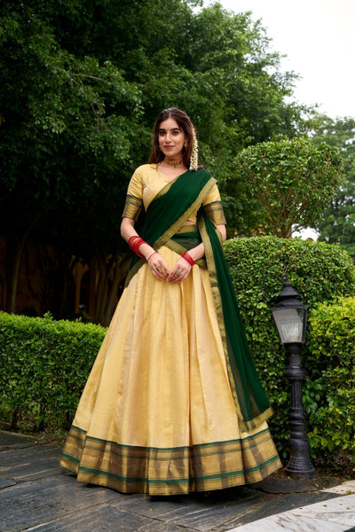 Green The Royal Kanchipuram Zari Weave Half Saree