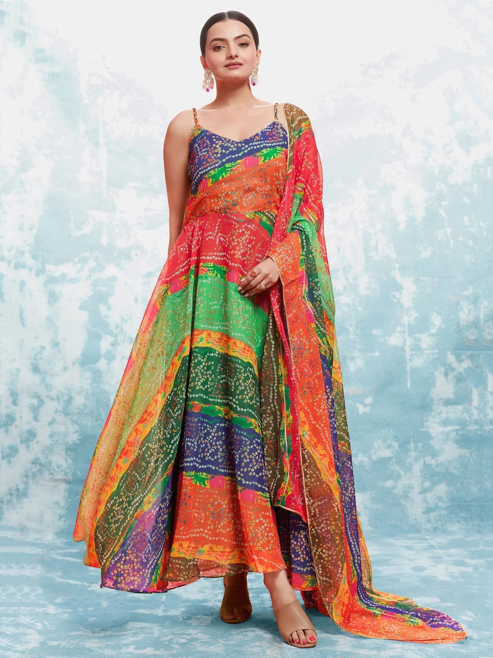 Multi Light Floral Printed Georgette Event Wear Salwar Suit