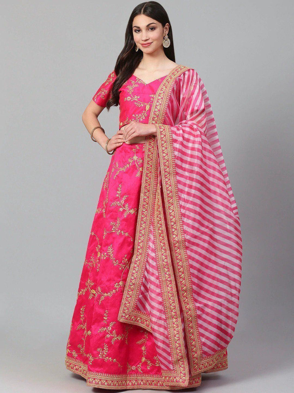 Embroidered silk lehenga choli with sequins zari and dori work for wedding and festive occasions