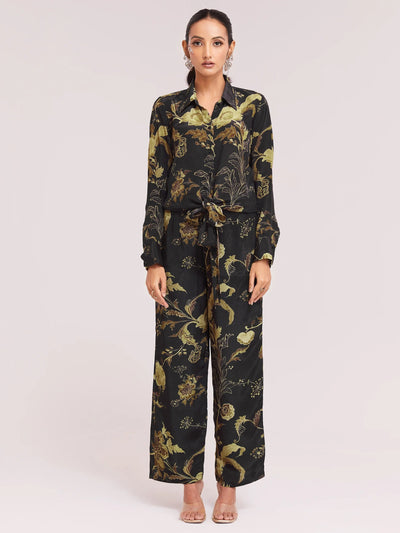 Black Color Digital Printed Crepe Casual Wear Co-Ord Set