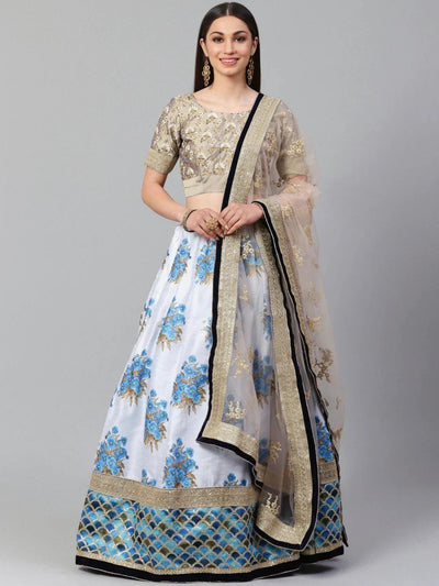 Embroidered silk lehenga choli with sequins and thread work for wedding and bridal occasions