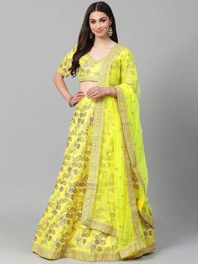Embroidered silk lehenga choli with zari and sequins work for wedding and reception - Toned Embroidered Party Lehenga Choli with Dupatta