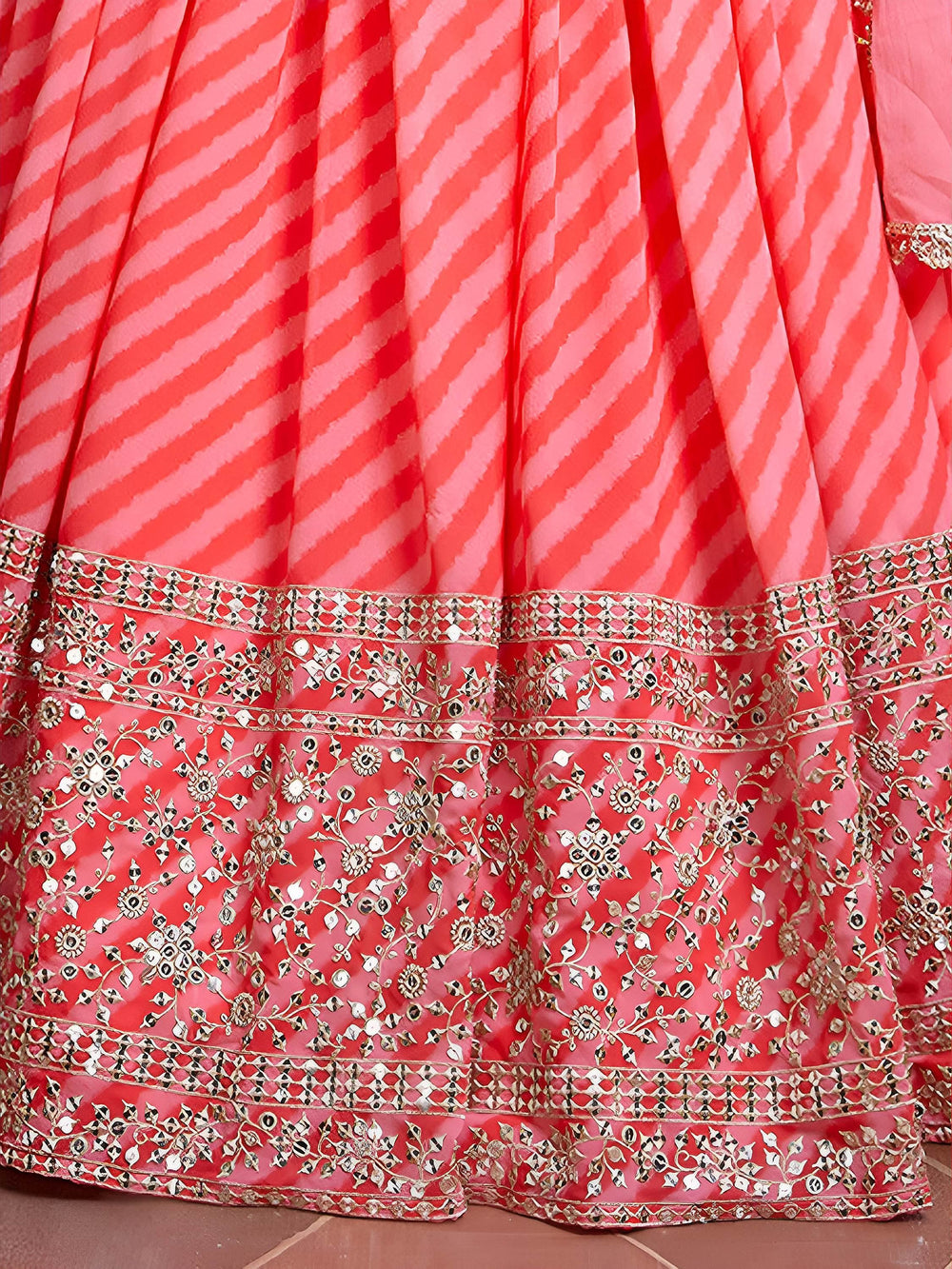 Pink Sequins Embroidered Organza Bridesmaid Lehenga Choli for Women