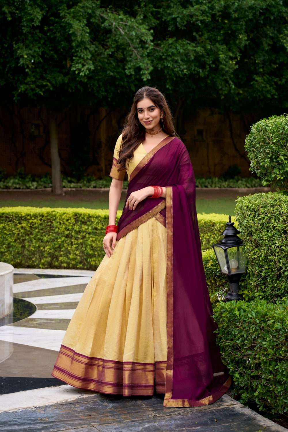 Green The Royal Kanchipuram Zari Weave Half Saree