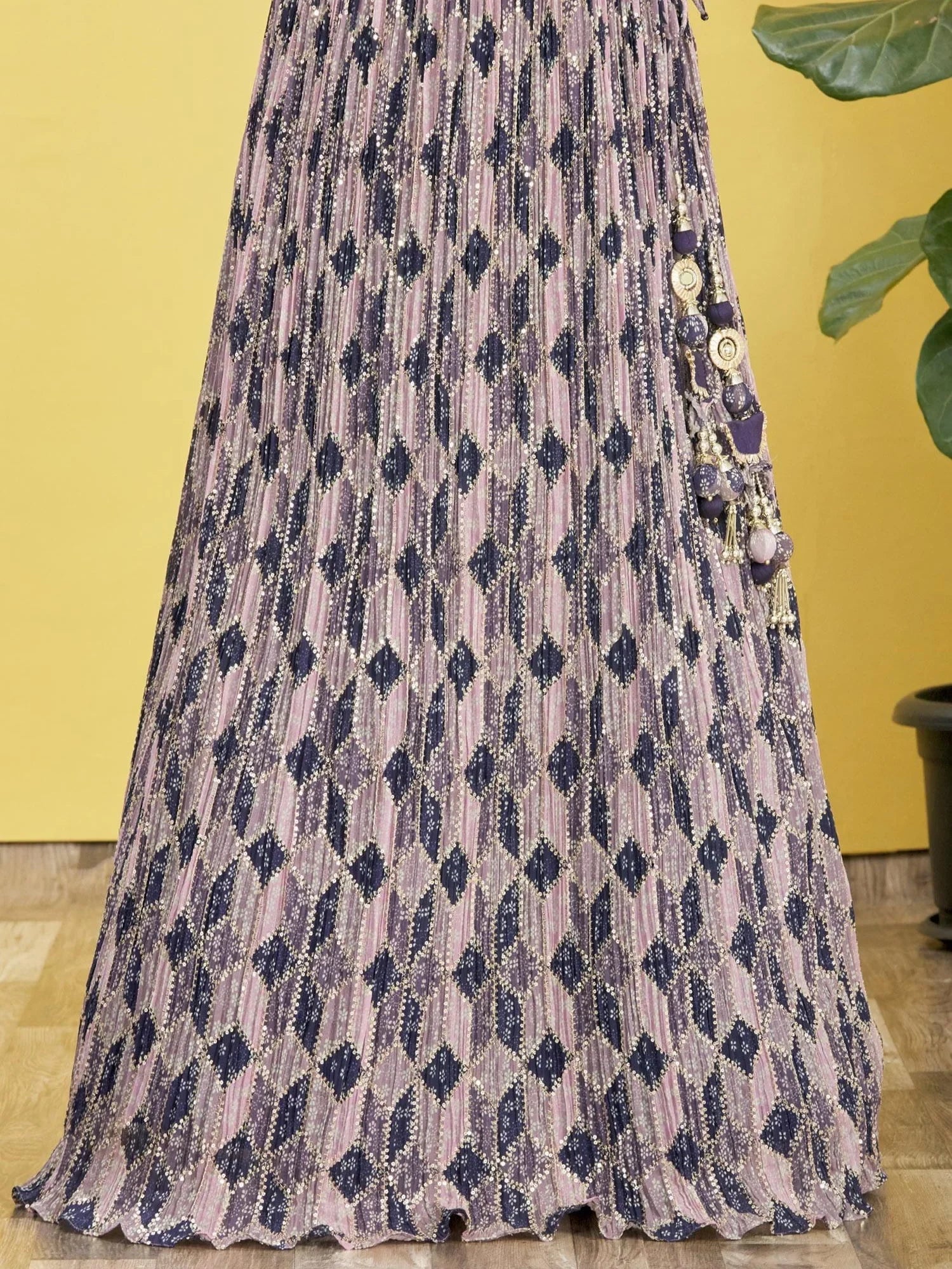 Blue Embroidered Chinon Festival Lehenga Choli Traditional Collection
