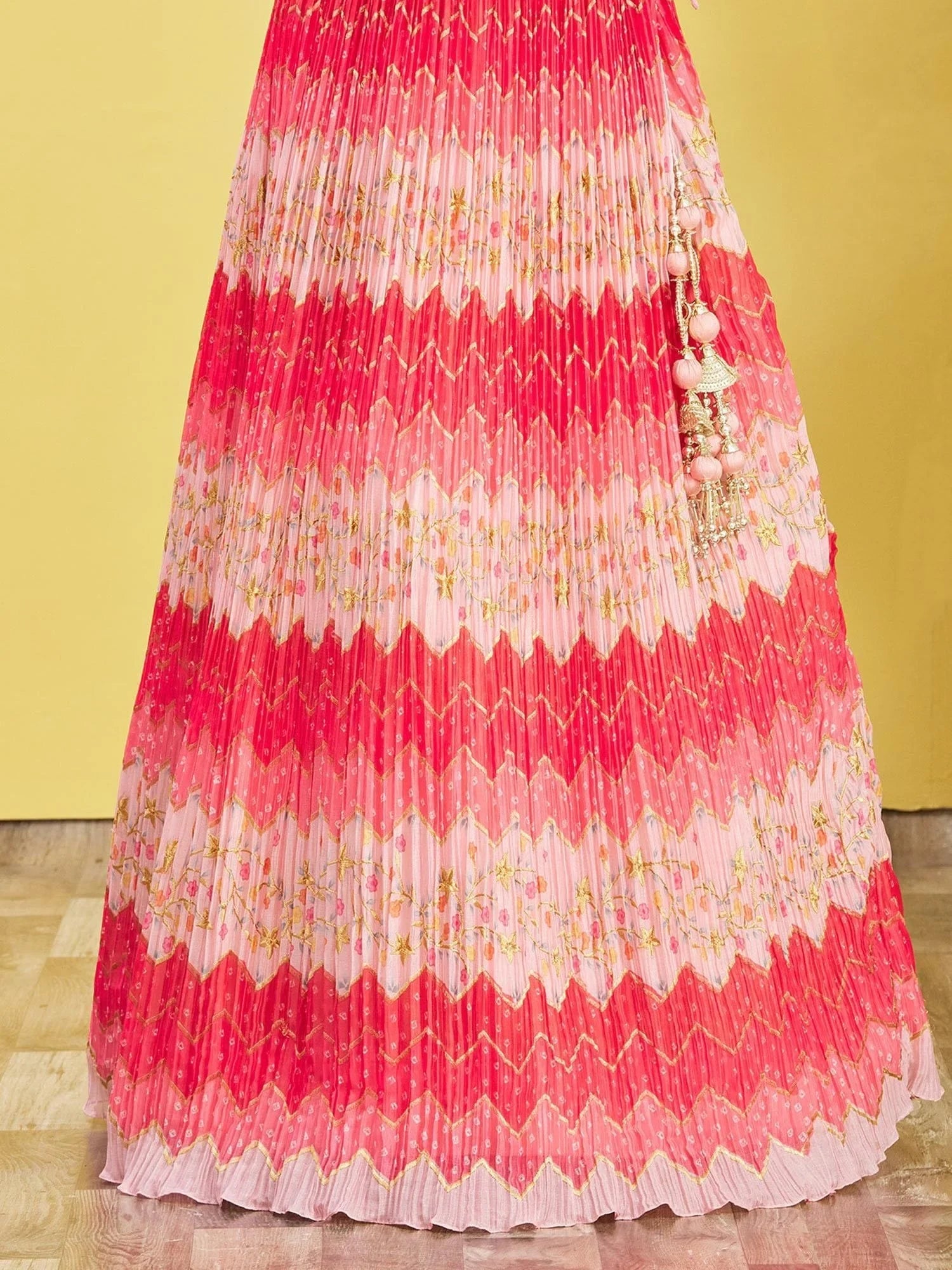 Pink Embroidered Chinon Festival Lehenga Choli for Women