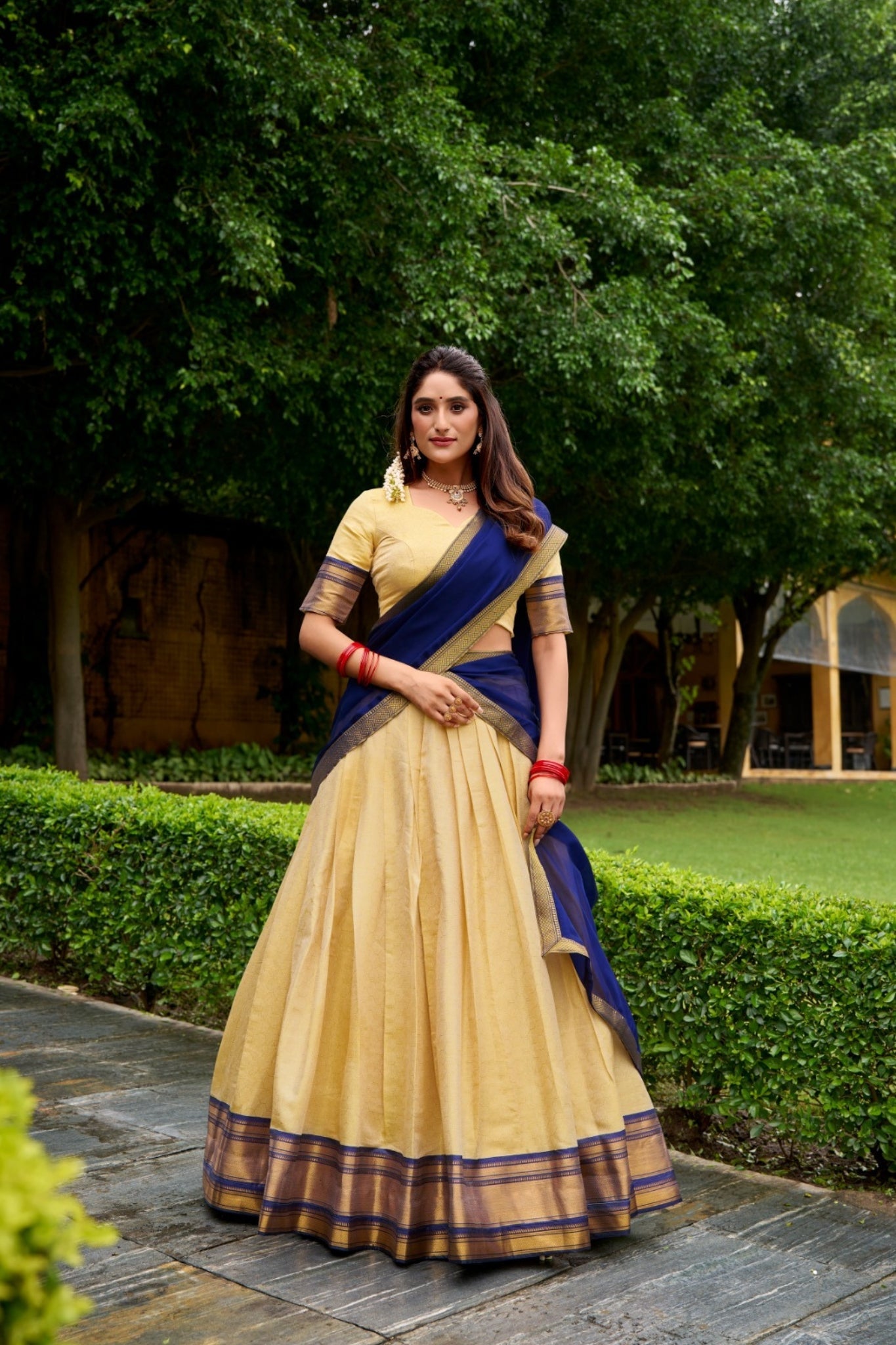 Brown The Royal Kanchipuram Zari Weave Half Saree