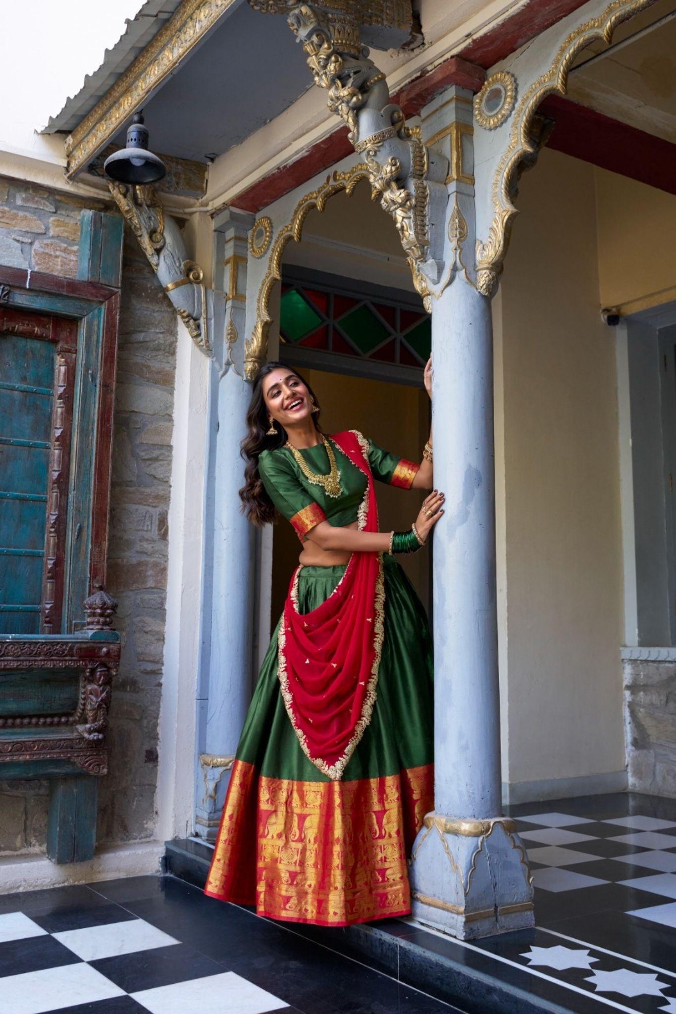 Pink Tarika Narayan Pattu South Indian Lehenga Set