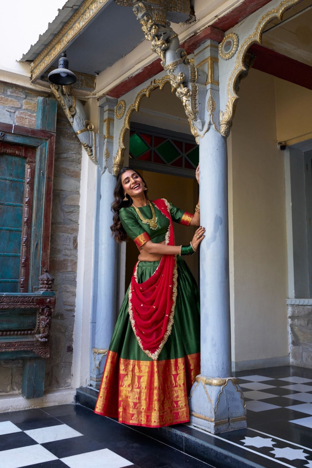 Pink Tarika Narayan Pattu South Indian Lehenga Set