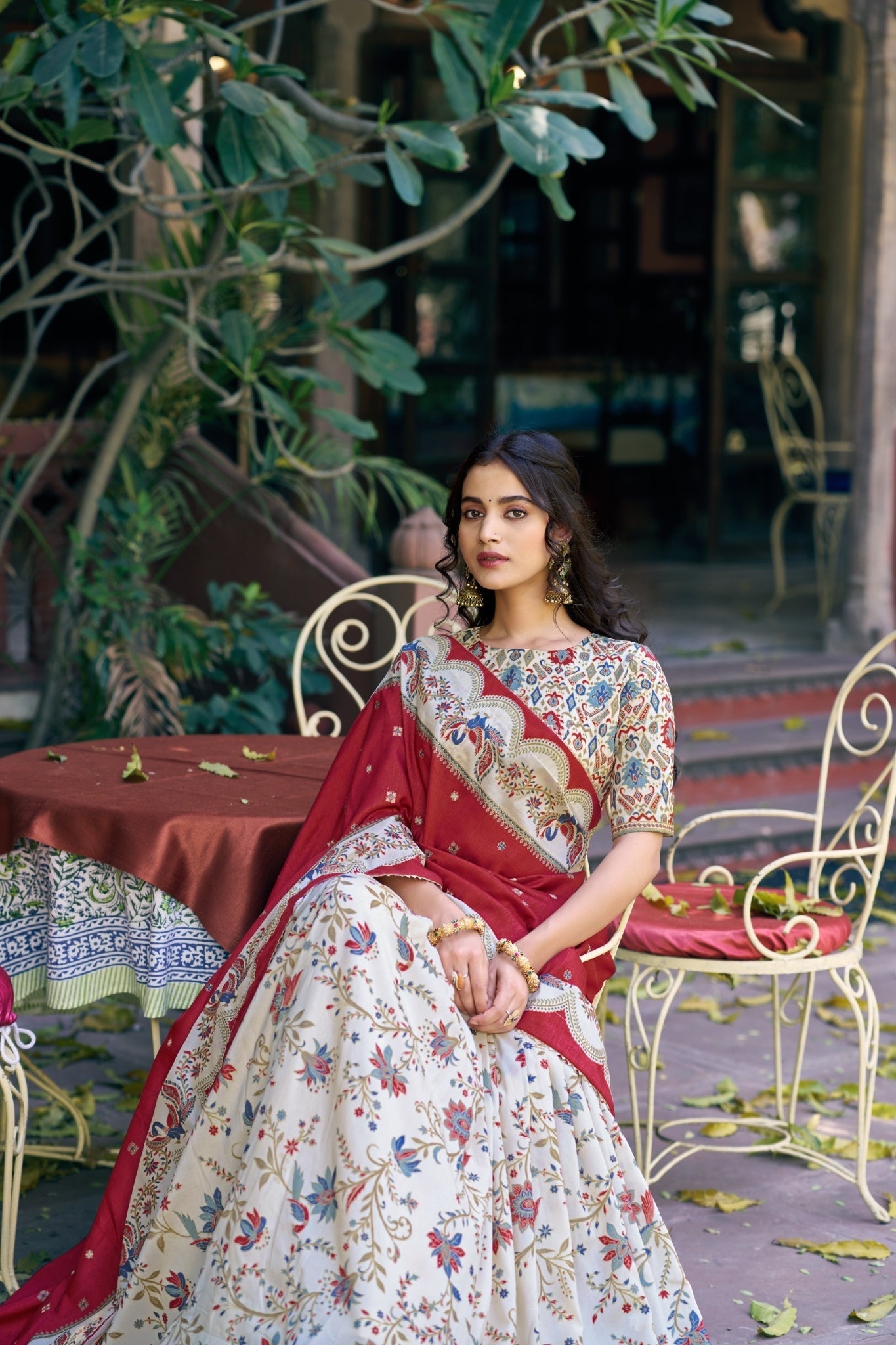 Attractive Tassar Silk Printed Lehenga Choli Set - Zimonza