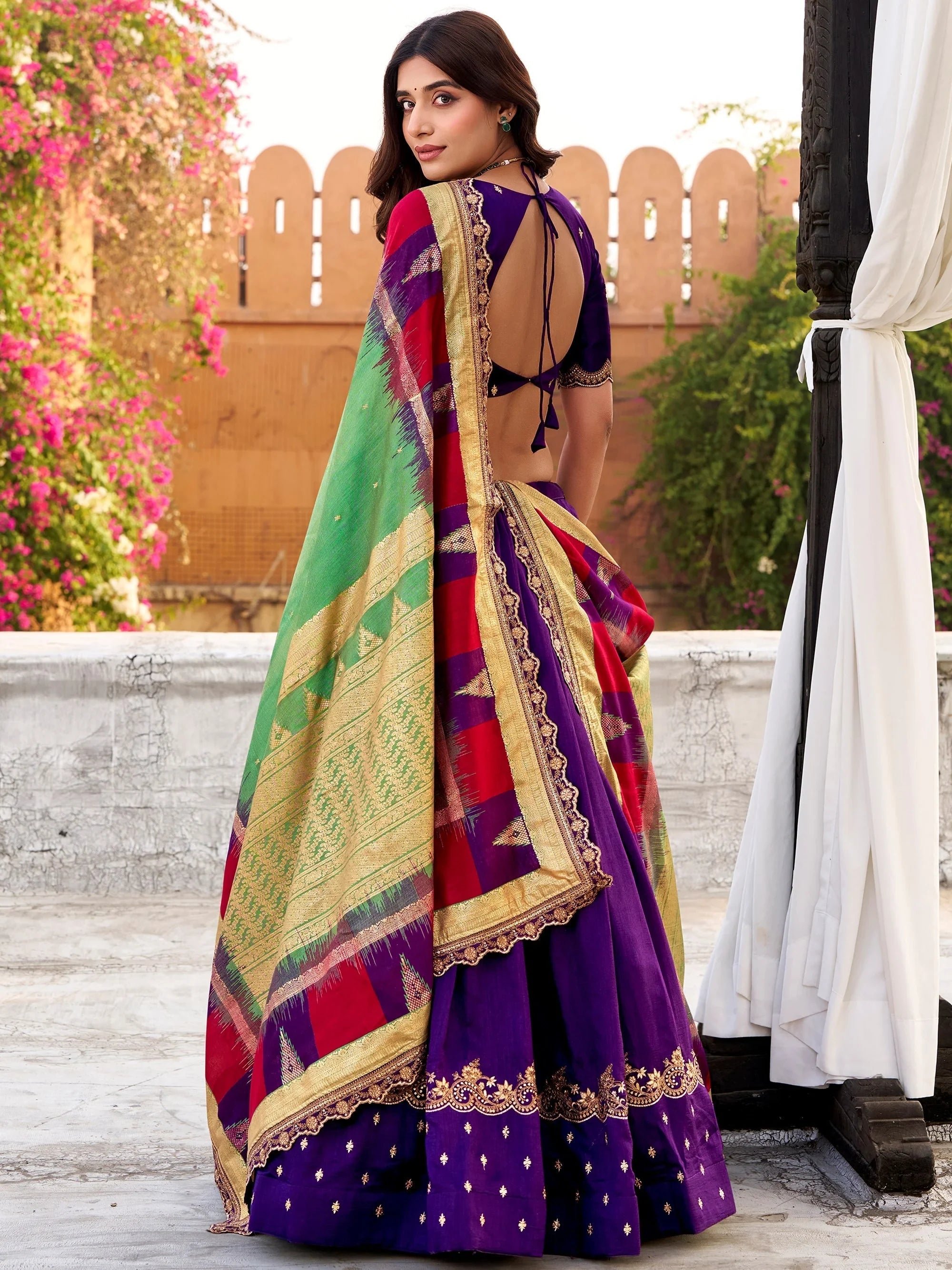 Purple Silk Embroidered Festival Wear Lehenga Choli for Women