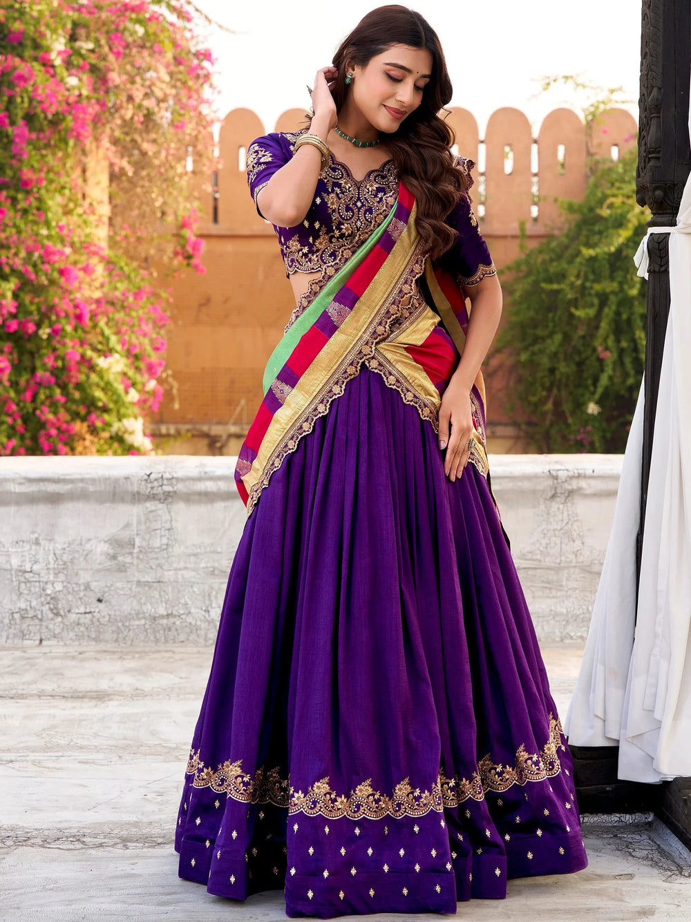 Purple Silk Embroidered Festival Wear Lehenga Choli for Women