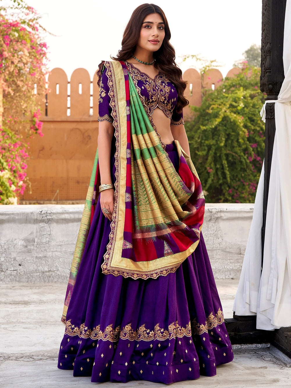 Purple Silk Embroidered Festival Wear Lehenga Choli for Women