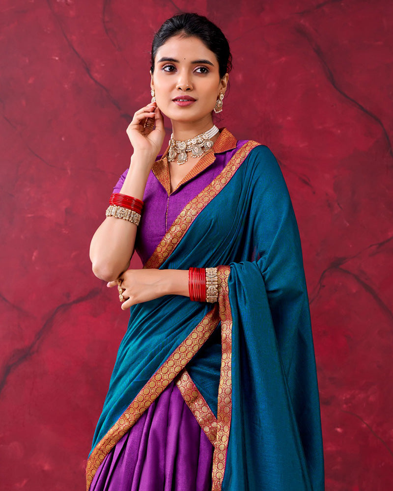 Purple Splendid Narayanpet Cotton Traditional South Indian Half Saree