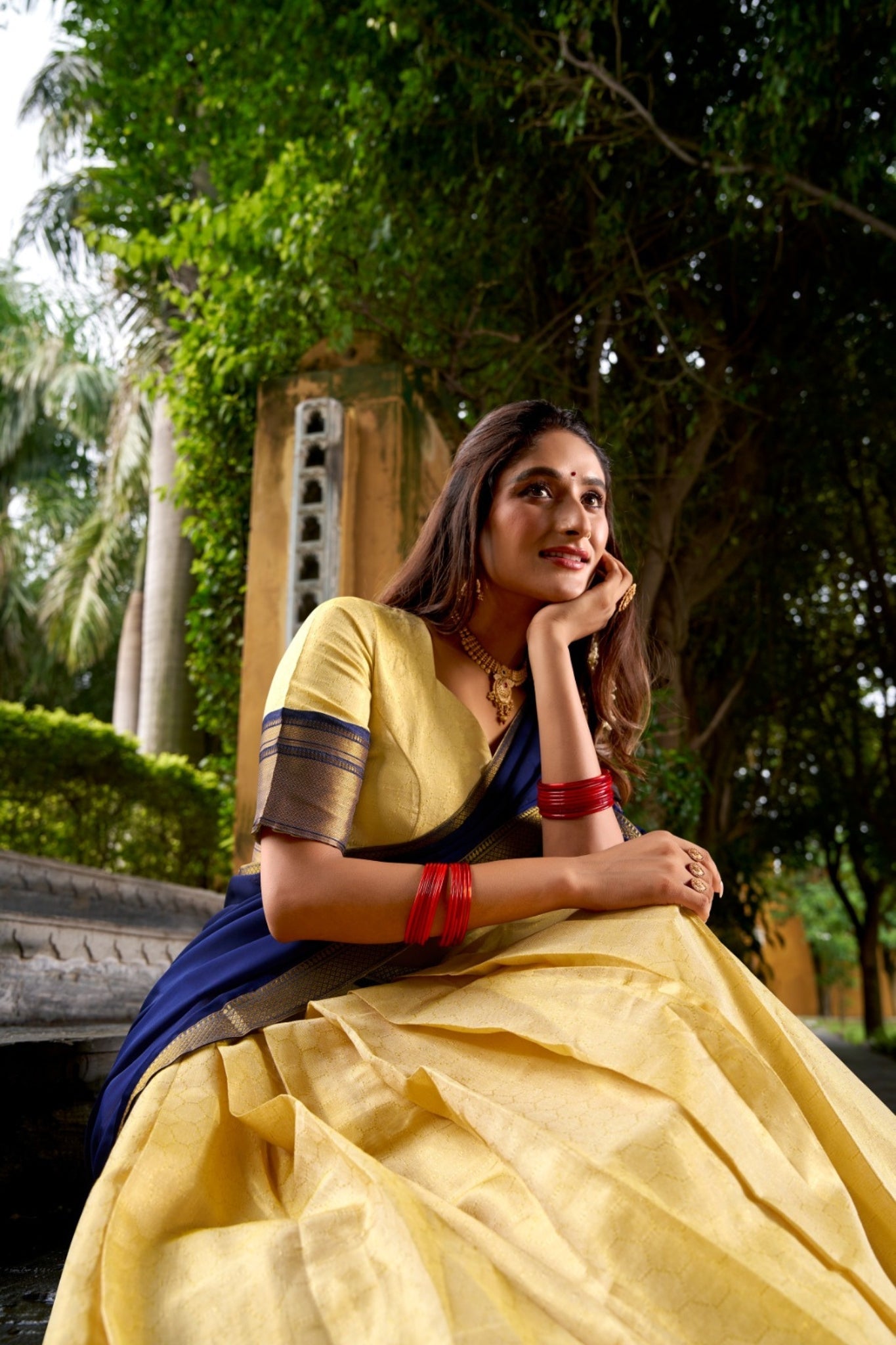 Navy Blue The Royal Kanchipuram Zari Weave Half Saree