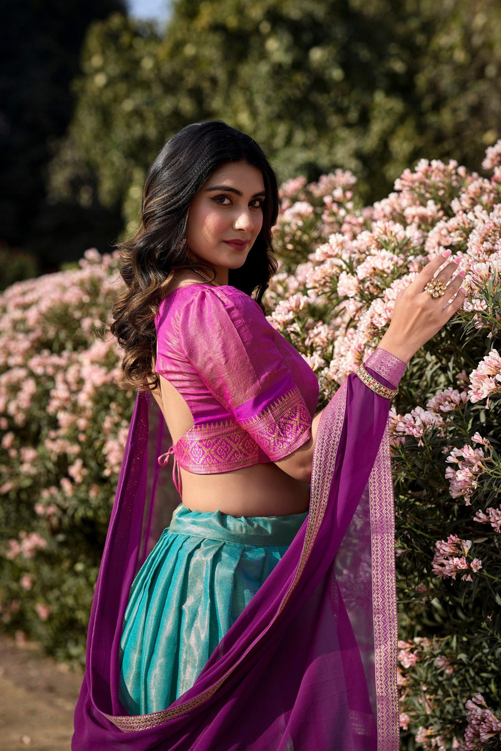 Sky Blue Trending Kanchipuram Silk Designer Lehenga Choli