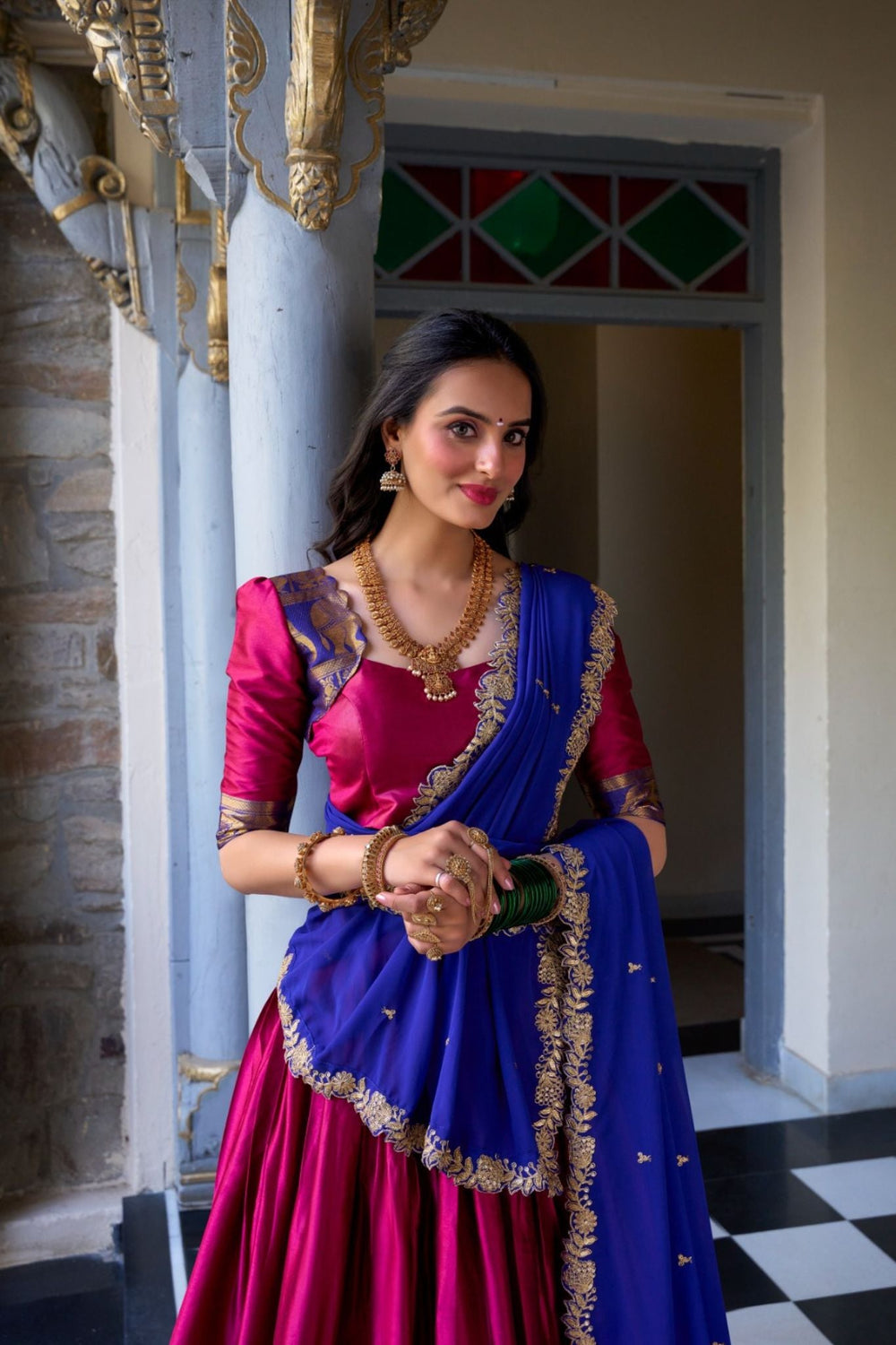 Mustard Tarika Narayan Pattu South Indian Lehenga Set