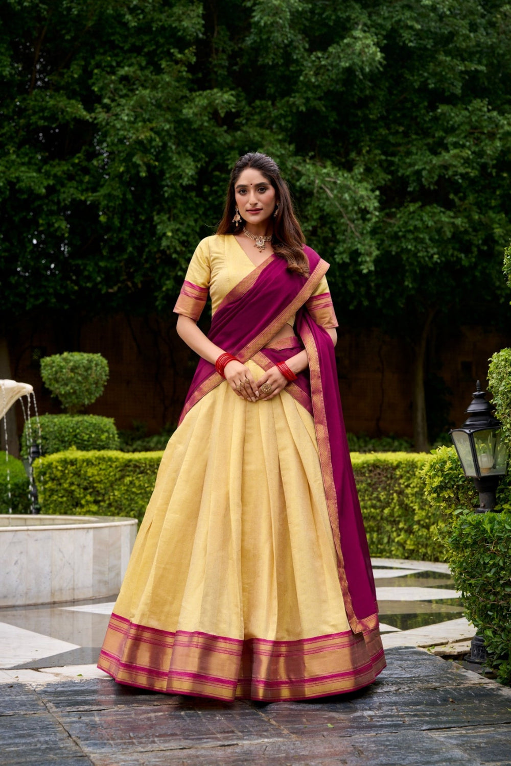 Navy Blue The Royal Kanchipuram Zari Weave Half Saree