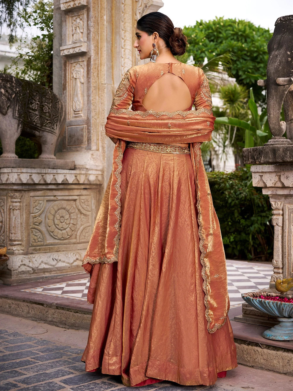 Orange Organza Embroidered Wedding Wear Lehenga Choli for Women