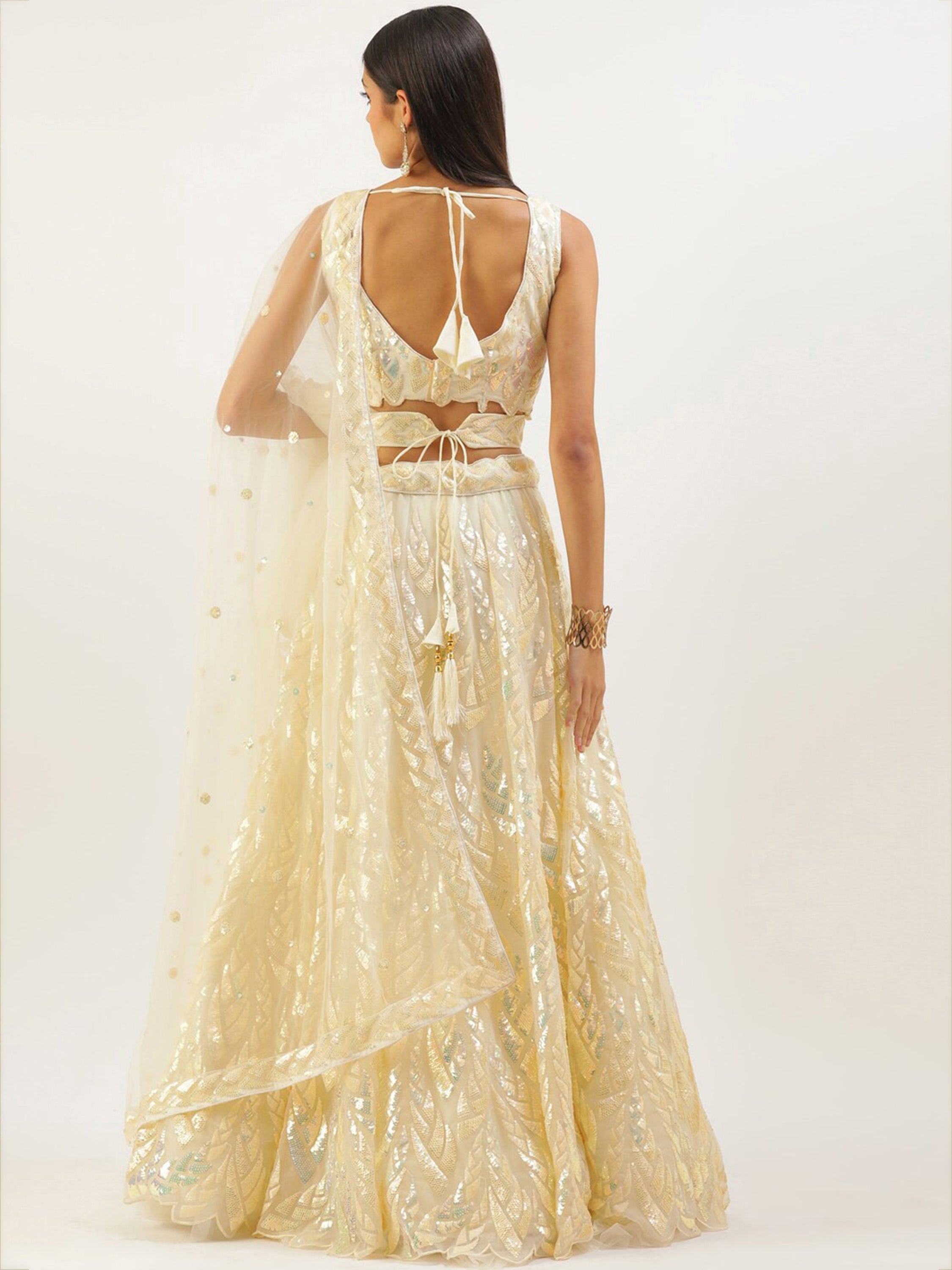 Sequins embellished net lehenga choli with dupatta for wedding and party wear