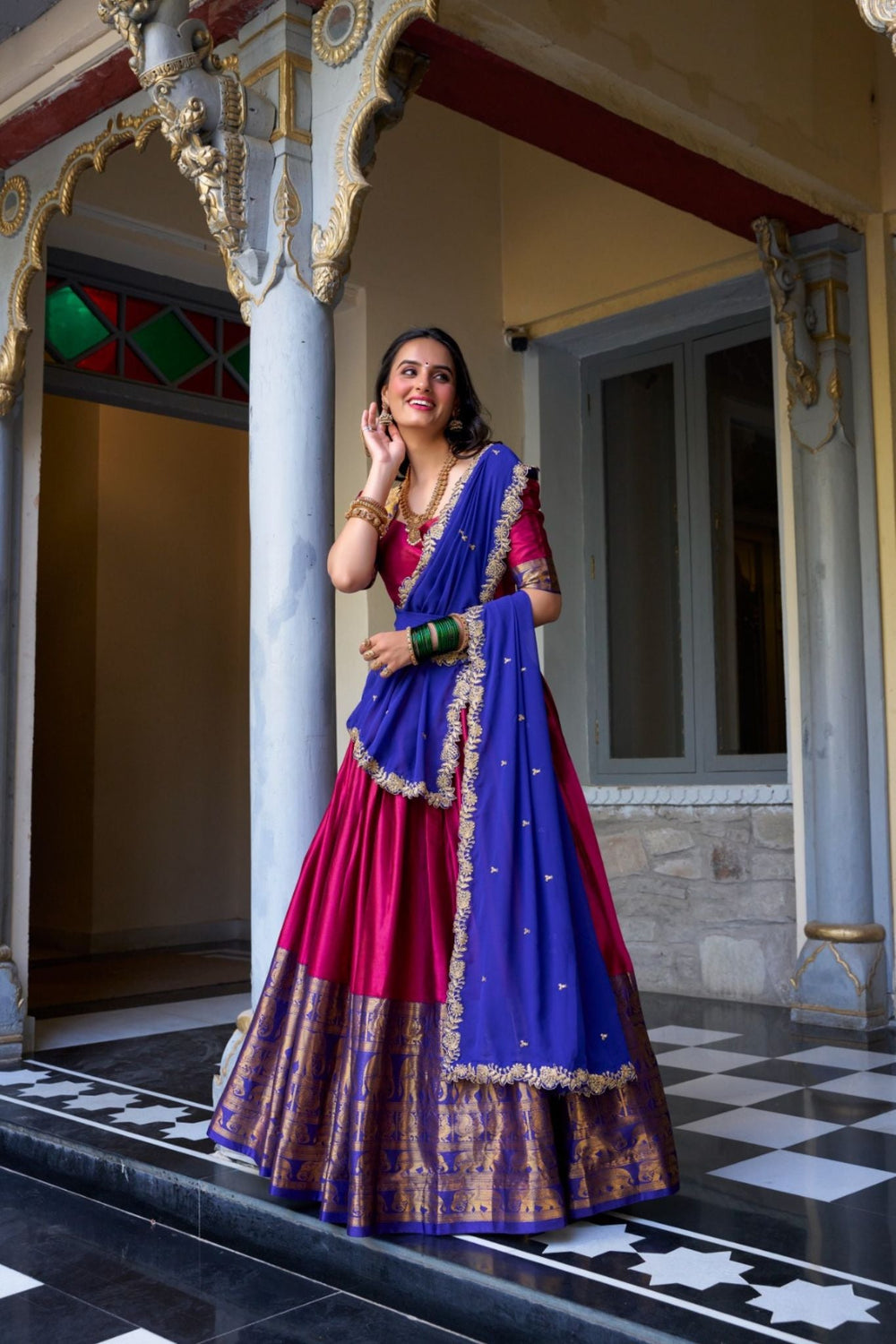 Mustard Tarika Narayan Pattu South Indian Lehenga Set