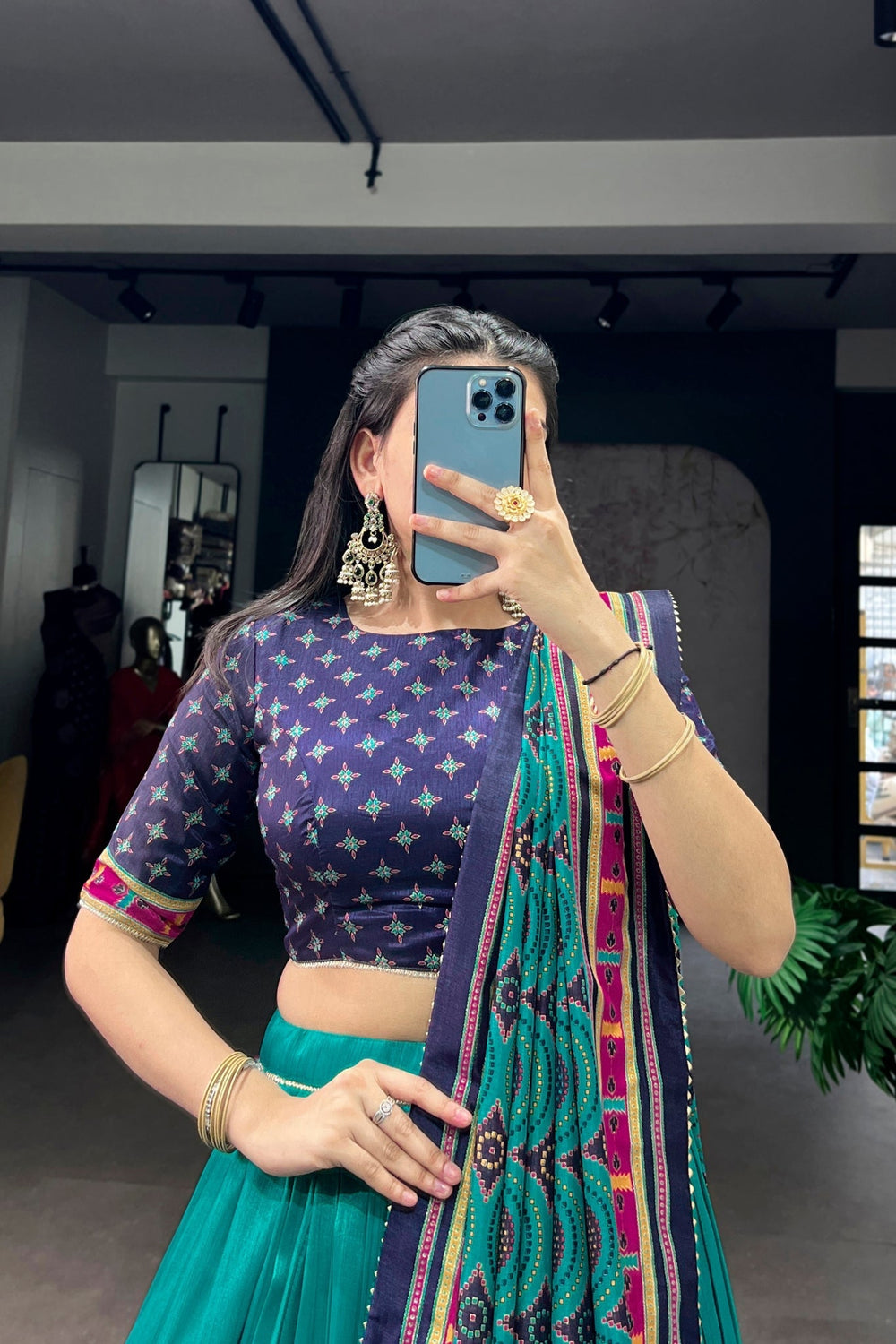 Pink Printed Tasar Silk Festive Lehenga Choli for Women