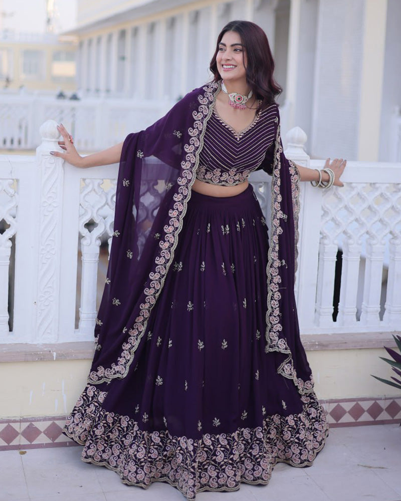 Dreamy Georgette Embroidered Wedding Lehenga Choli for Women