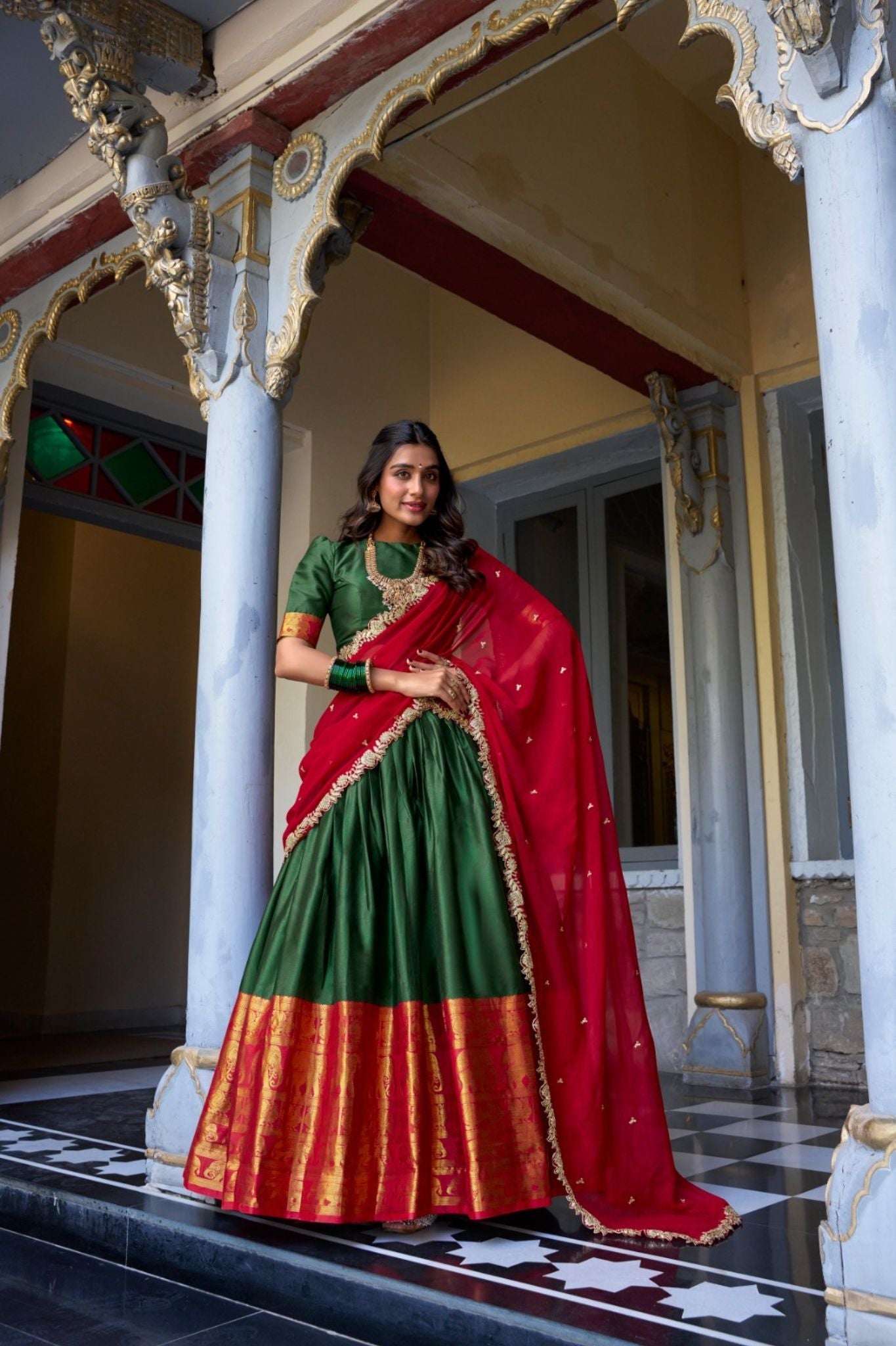 Pink Tarika Narayan Pattu South Indian Lehenga Set