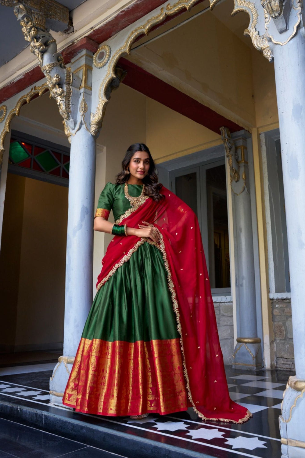 Pink Tarika Narayan Pattu South Indian Lehenga Set