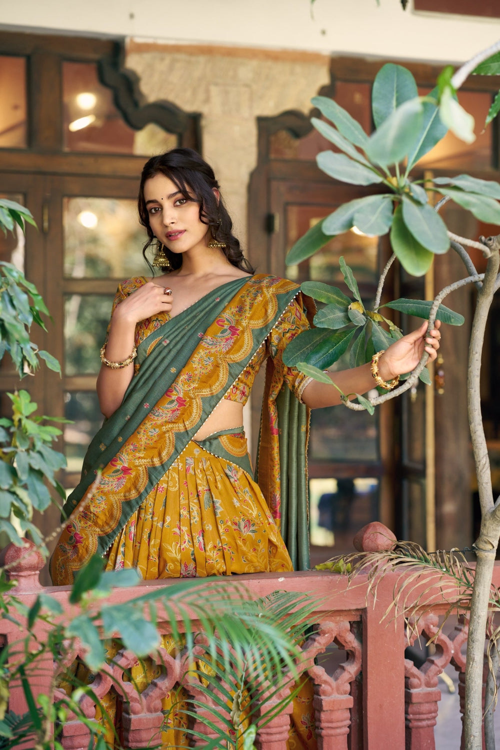 Attractive Tassar Silk Printed Lehenga Choli Set - Zimonza