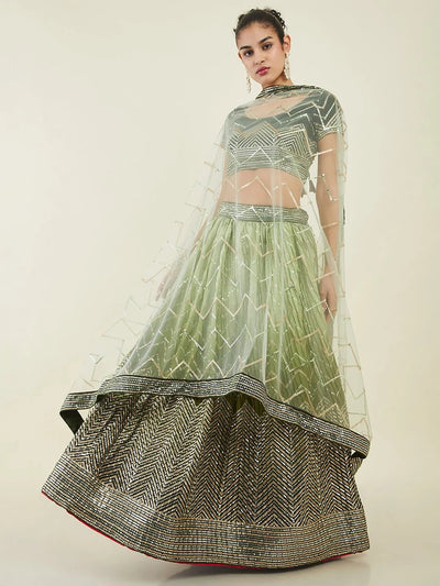 Art silk lehenga choli with sequins embroidery and zari work for wedding and festive wear