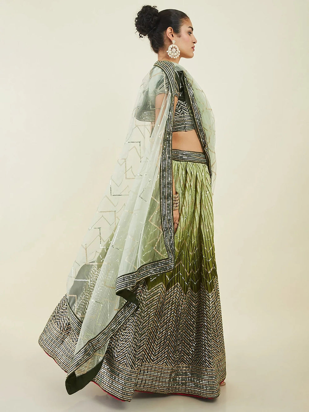Art silk lehenga choli with sequins embroidery and zari work for wedding and festive wear