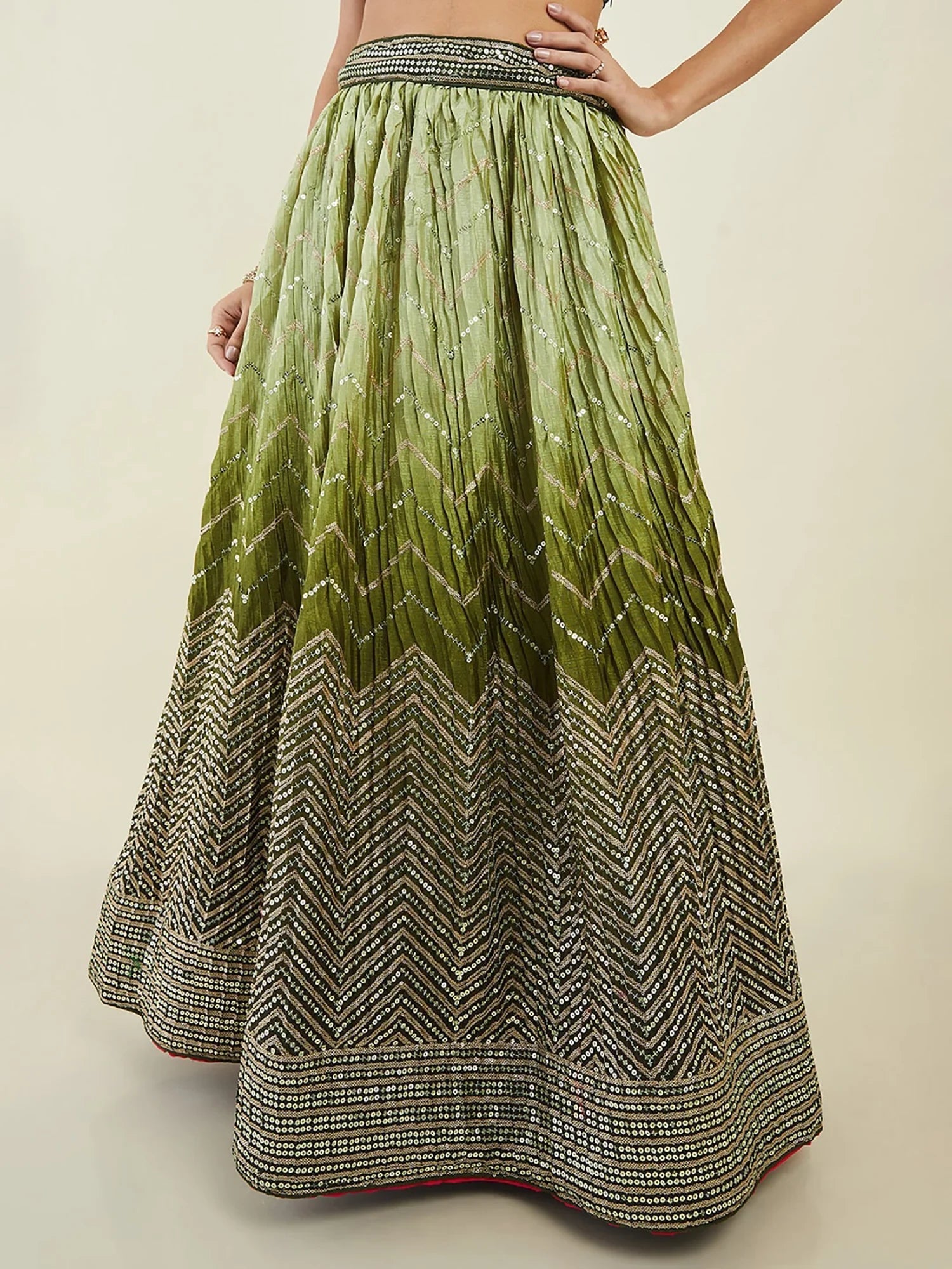 Art silk lehenga choli with sequins embroidery and zari work for wedding and festive wear
