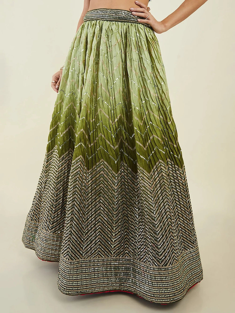 Art silk lehenga choli with sequins embroidery and zari work for wedding and festive wear