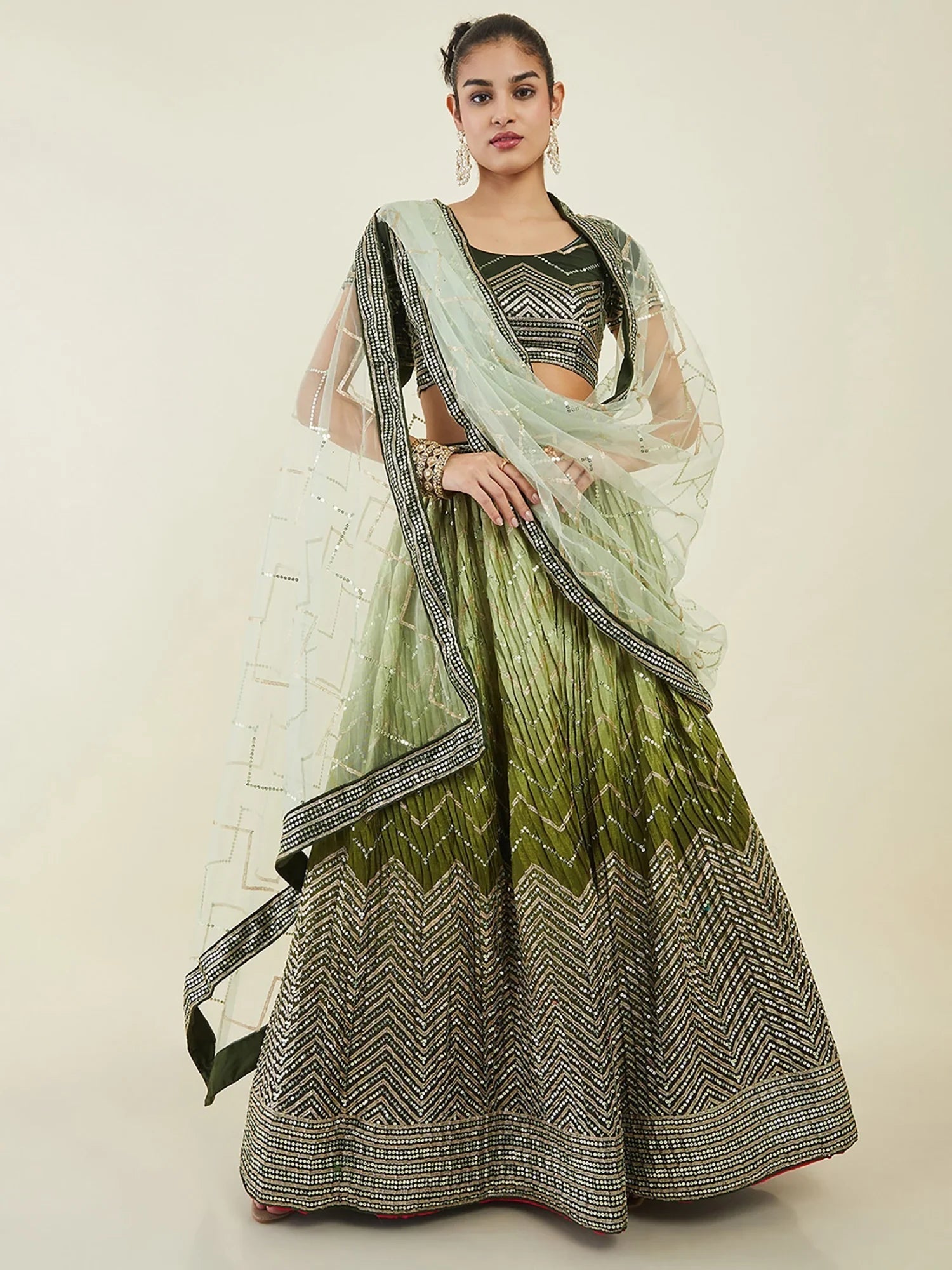 Art silk lehenga choli with sequins embroidery and zari work for wedding and festive wear