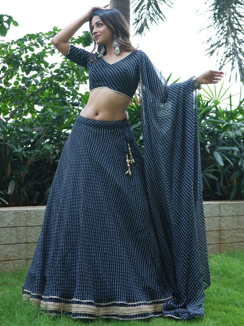 Leheriya georgette lehenga choli with gota patti work for wedding and festive occasions