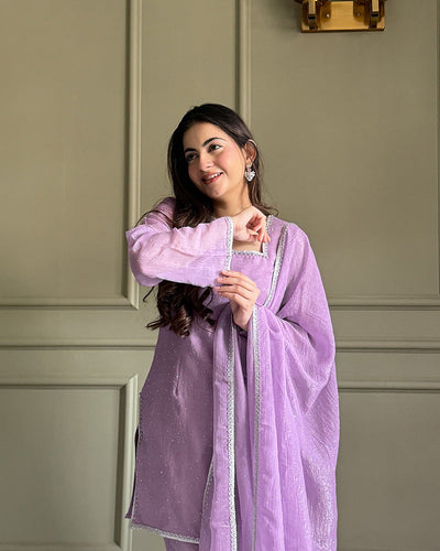 Sophisticated Crunchy Silk Farshi Suit for Women