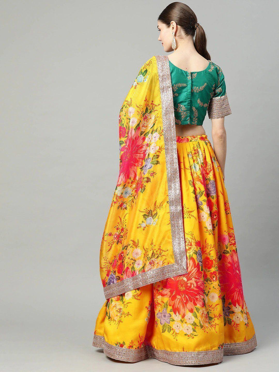 Floral digital printed organza bridal lehenga choli for wedding and engagement occasions