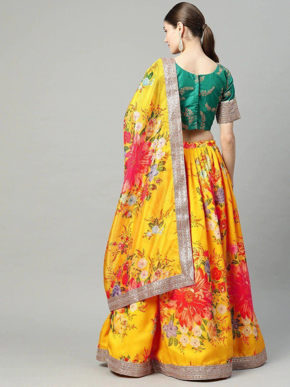 Floral digital printed organza bridal lehenga choli for wedding and engagement occasions