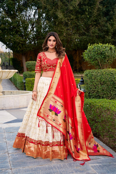 Royal Zari Weaving With Traditional Embroidery Designer Silk Paithani Lehenga Choli
