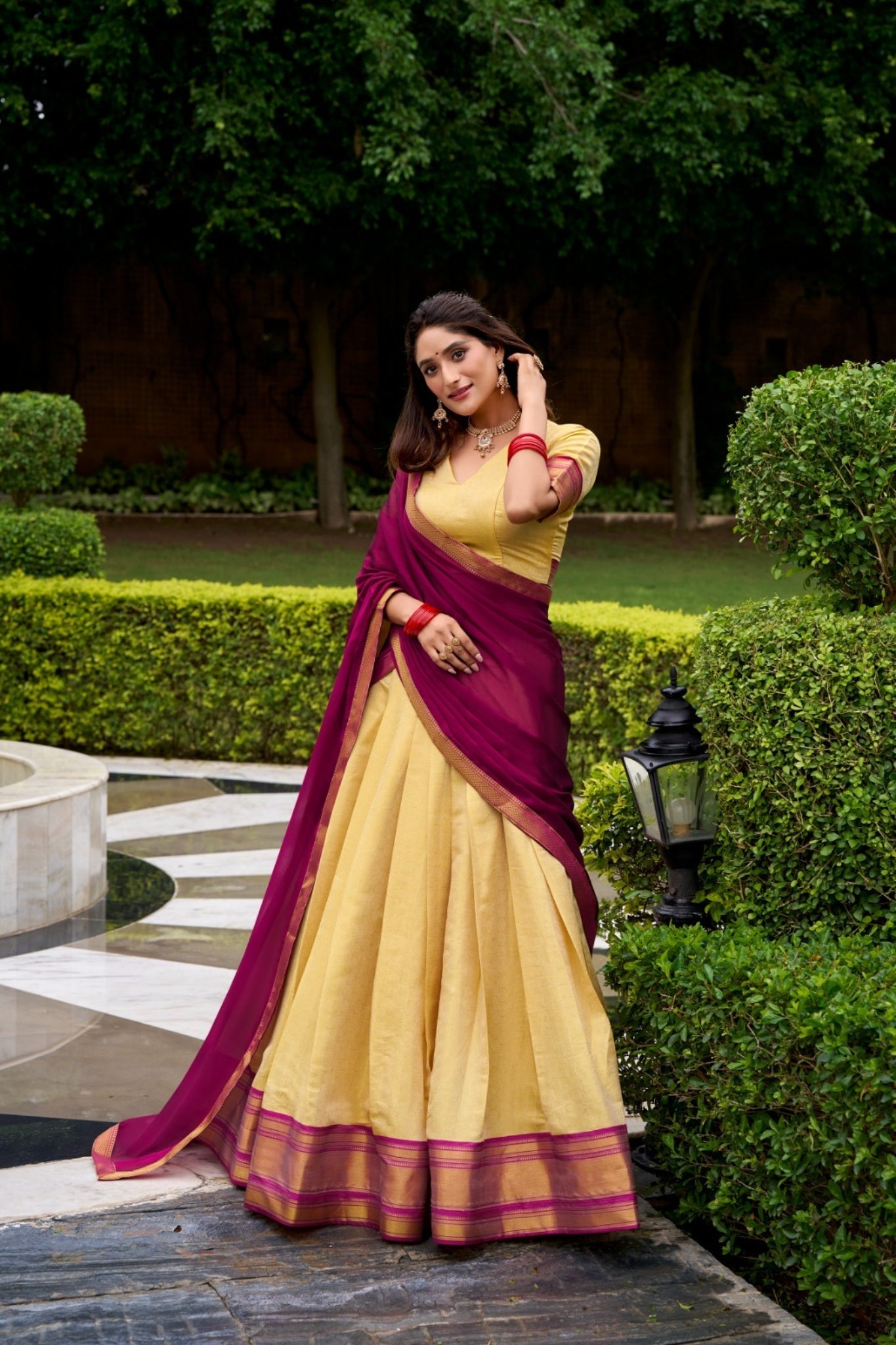 Navy Blue The Royal Kanchipuram Zari Weave Half Saree