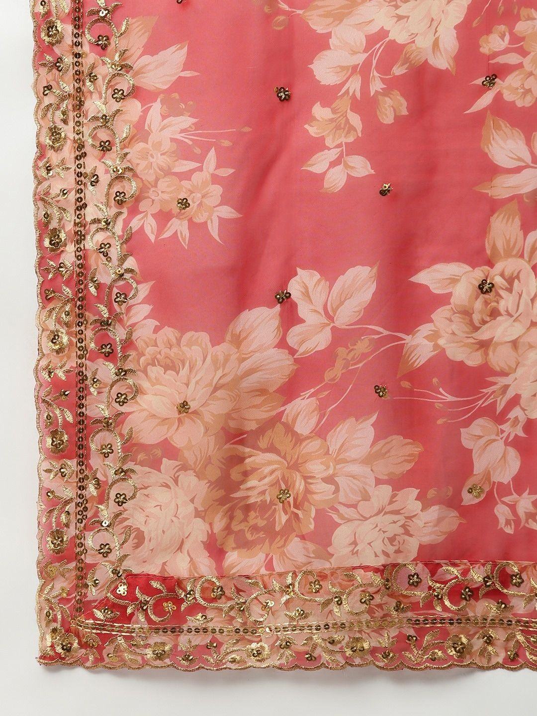 Red & Gold-Toned Embellished Sequinned Wedding Wear Lehenga Choli