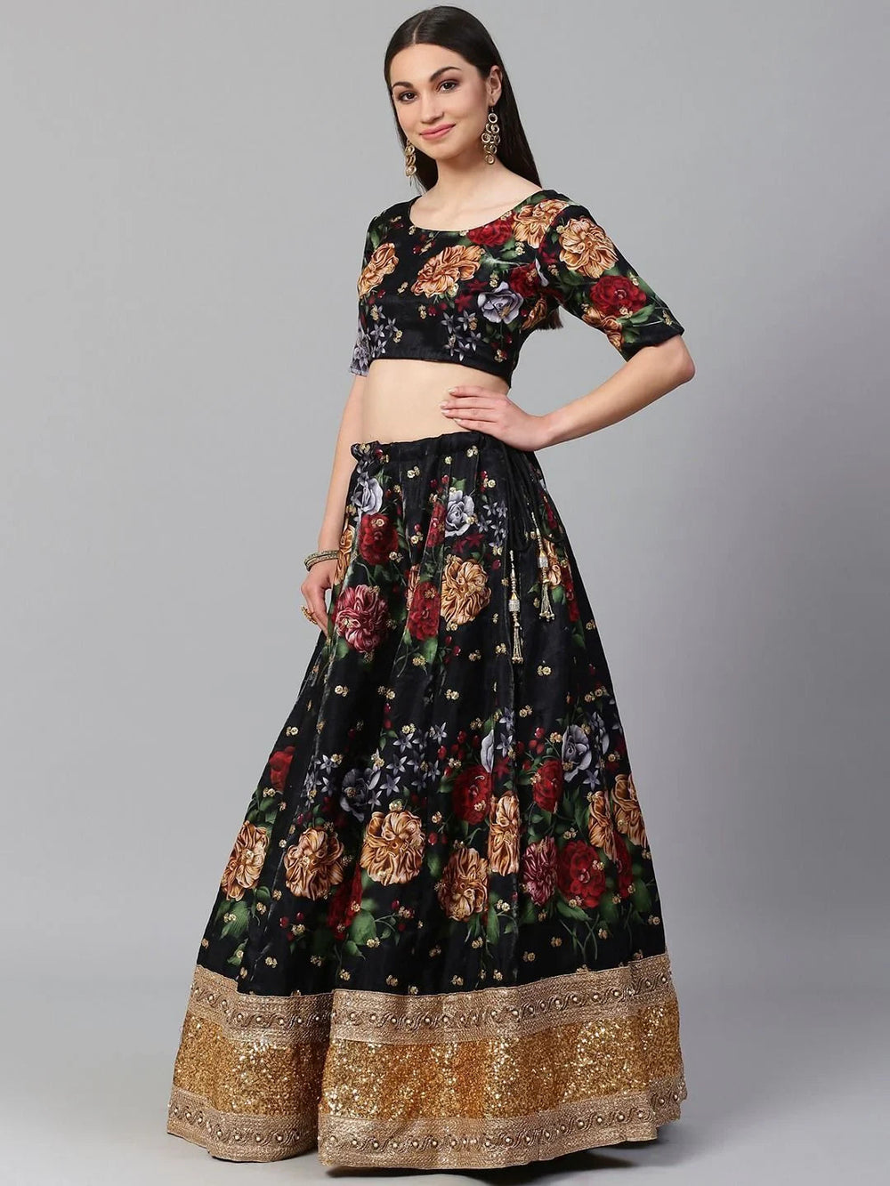 digital printed silk lehenga choli with dupatta for wedding and engagement wear