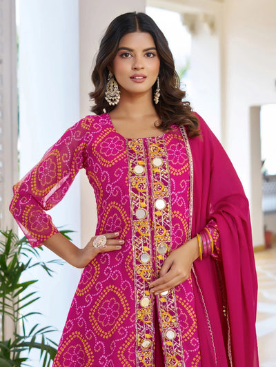 Pink Glamorous Embroidered Georgette Function Wear Palazzo Suit for Women